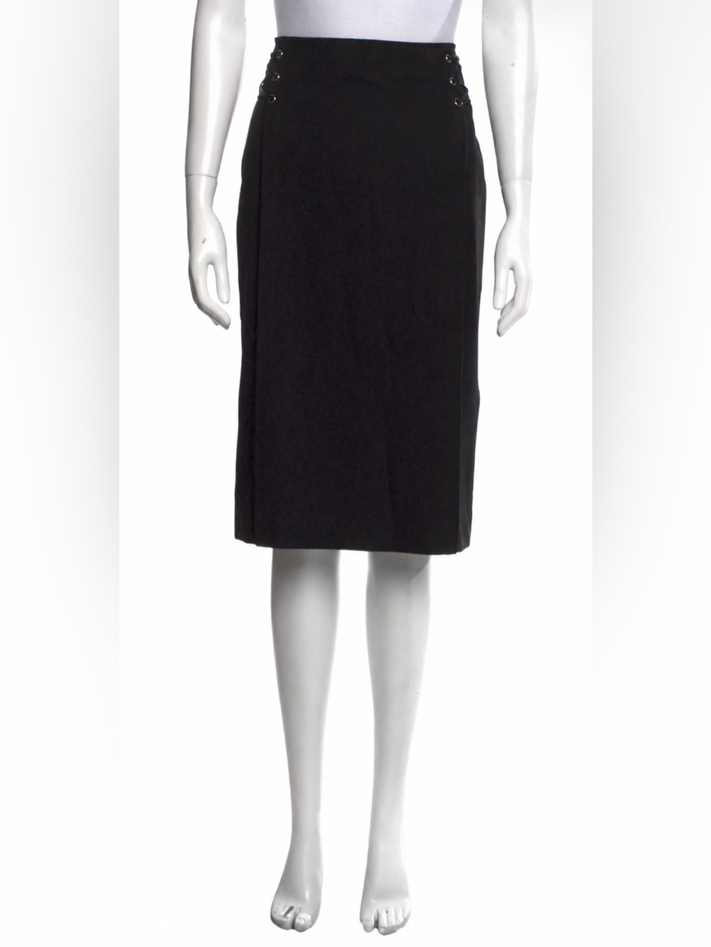 NWT Jason Wu Black Lace-Up Grommet Midi Pencil Skirt Size 6
